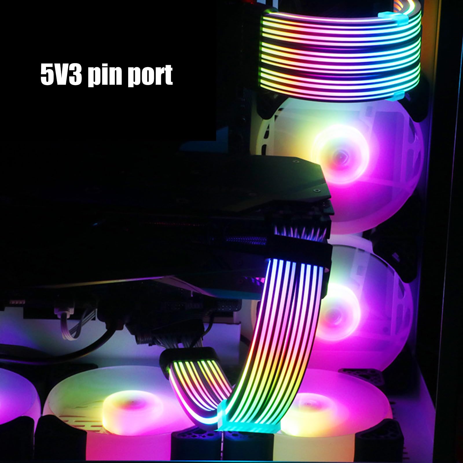 Adressierbares Argb 24 Pin Verlängerungskabel Für PC Fall Soft Silikonplatte Pin Stromversorgung 260 Mm/10 Zoll Länge Verlängerung