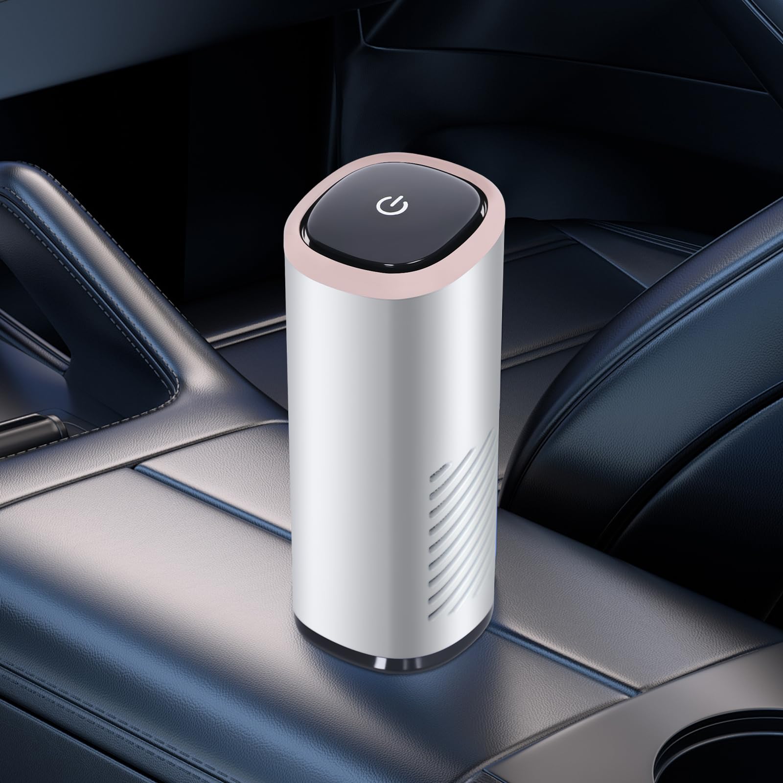 Purificador de aire para alérgicos con aromaterapia, purificador de aire para coche con filtro HEPA contra el polvo, polen, olores de pelo de animales, ambientador para coche (plata)