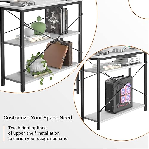 Miniatura 6 de Homieasy - Escritorio pequeño en forma de L con regleta de alimentación empotrada escritorio esquinero de 47 pulgadas con 3 tomas de corriente