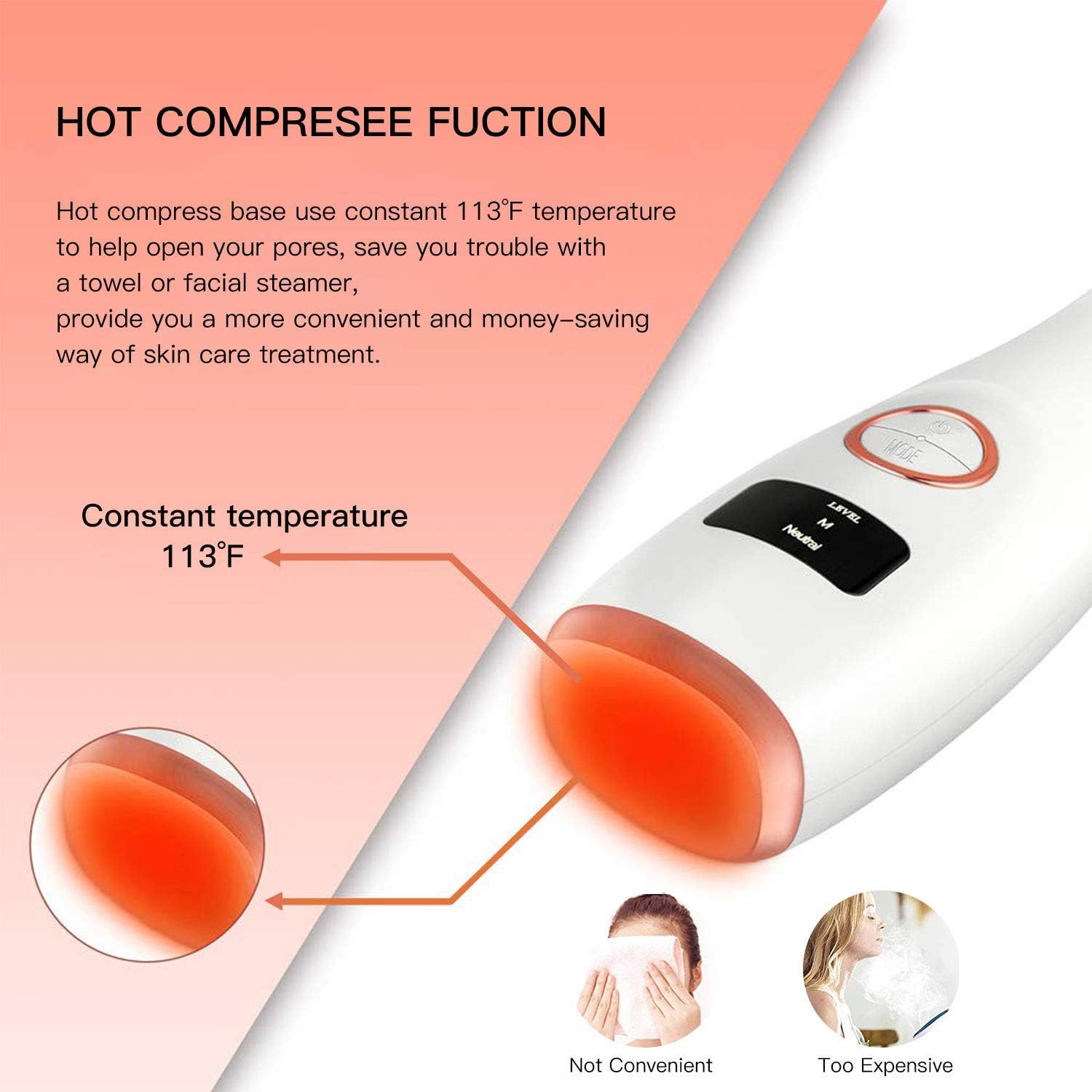 Blackhead Remover Vacuum, Upgraded Amicool Blackhead Extractor Suction Tool Facial Pore Cleaner with 5 Probes, Hot Compress Electric Acne Comedone Extraction Device LED USB Rechargeable All Skin