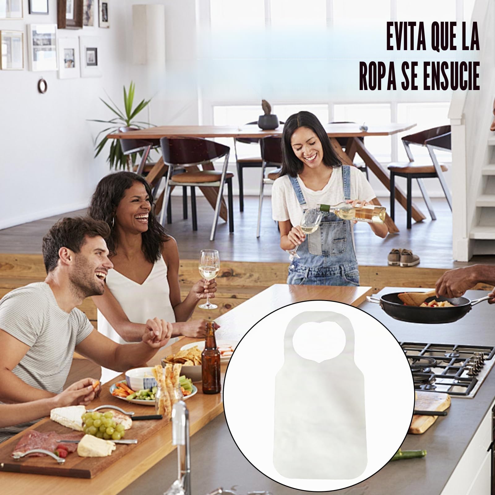 100 baberos desechables adultos, delantal de comer, para adultos mayores o niños (blanco)
