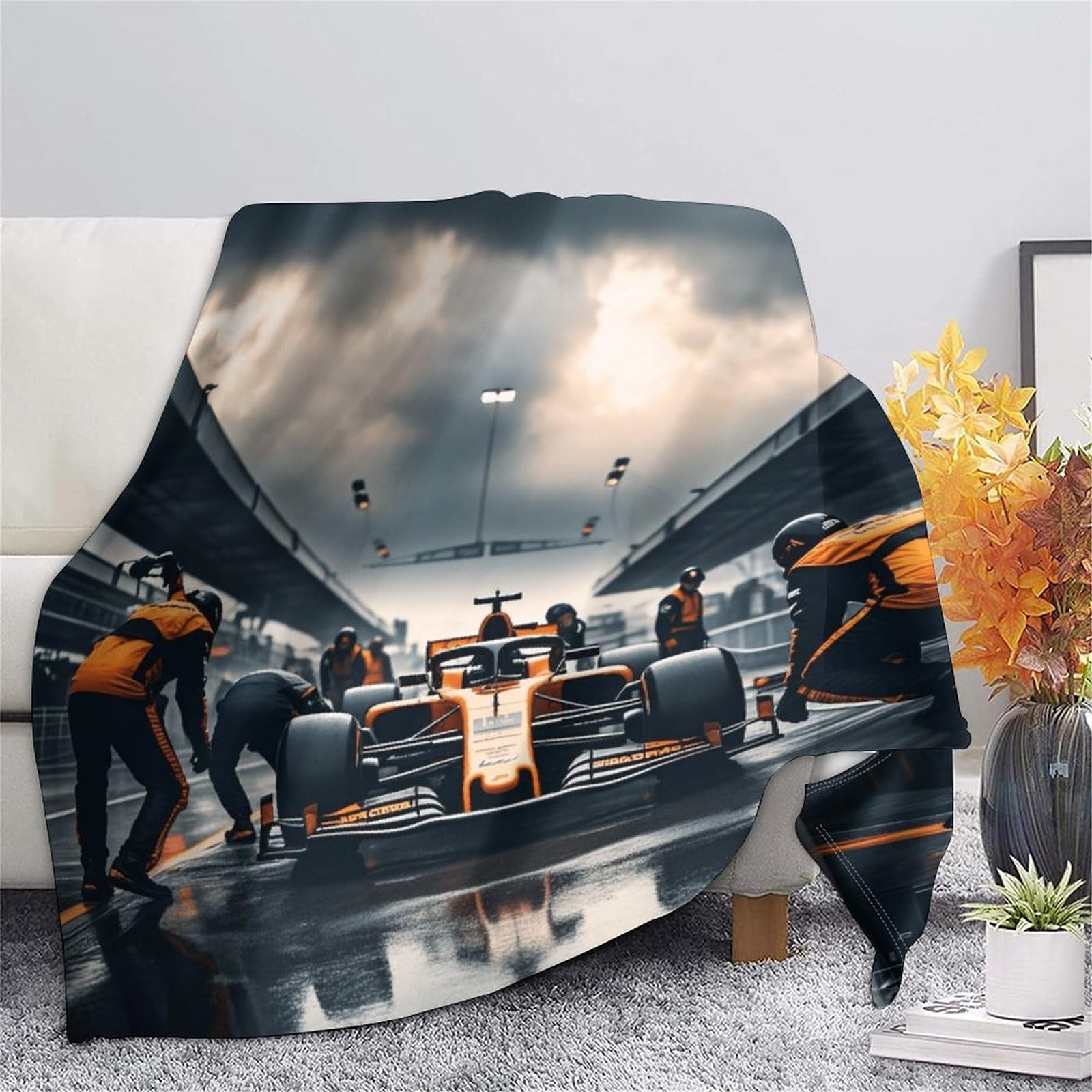 Formulaa Racing Przytulny koc wełniany, 200 x 230 cm, biały, puszysty, miękki, ciepły koc Sherpa na kanapę, do salonu, na zimę/jesień
