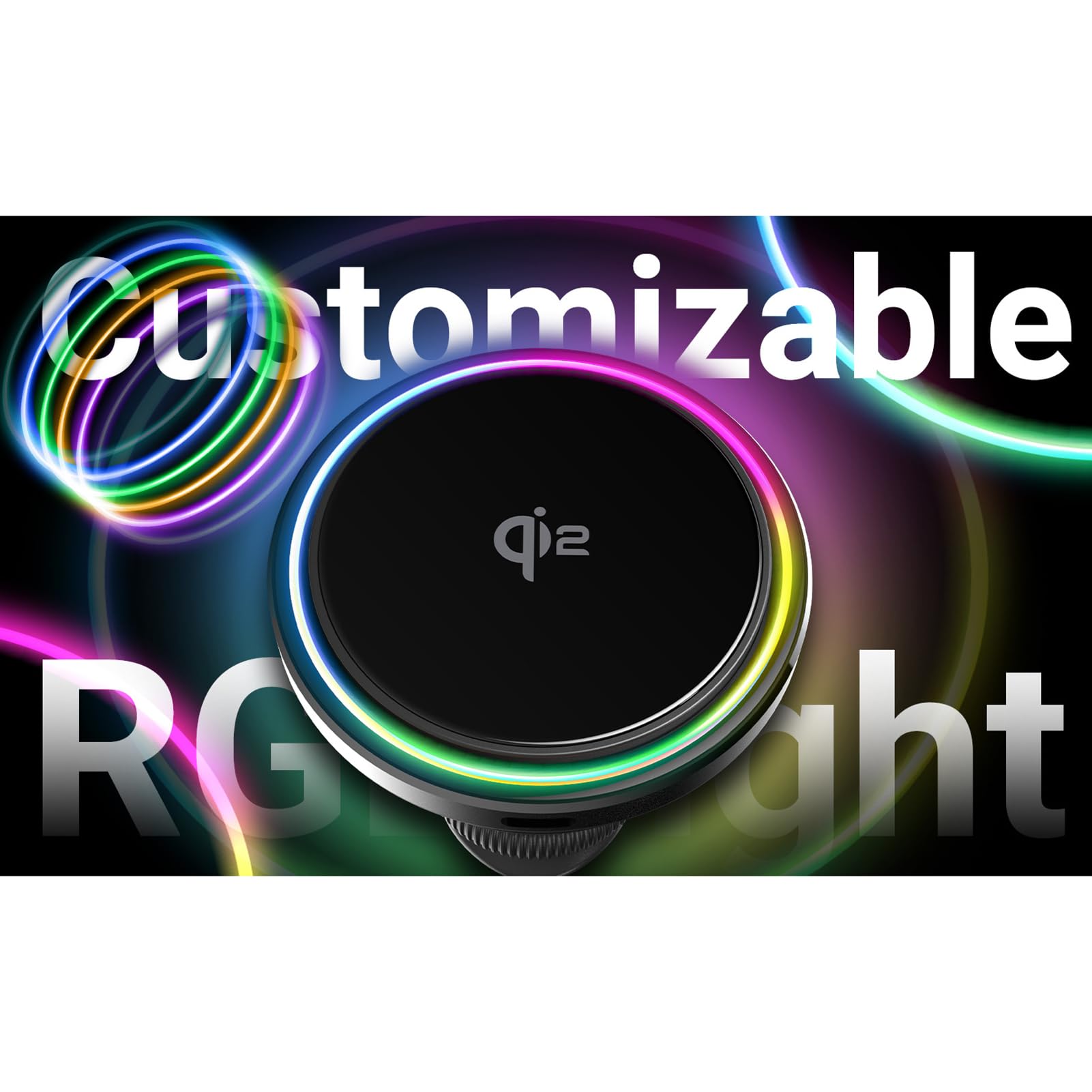 Eacam Chargeur de Voiture sans Fil 15 W avec éclairage RGB, Fixation Magnétique, Refroidissement par Semi-Conducteurs et Ventilateur intégré, Idéal pour Les Conducteurs connectés.