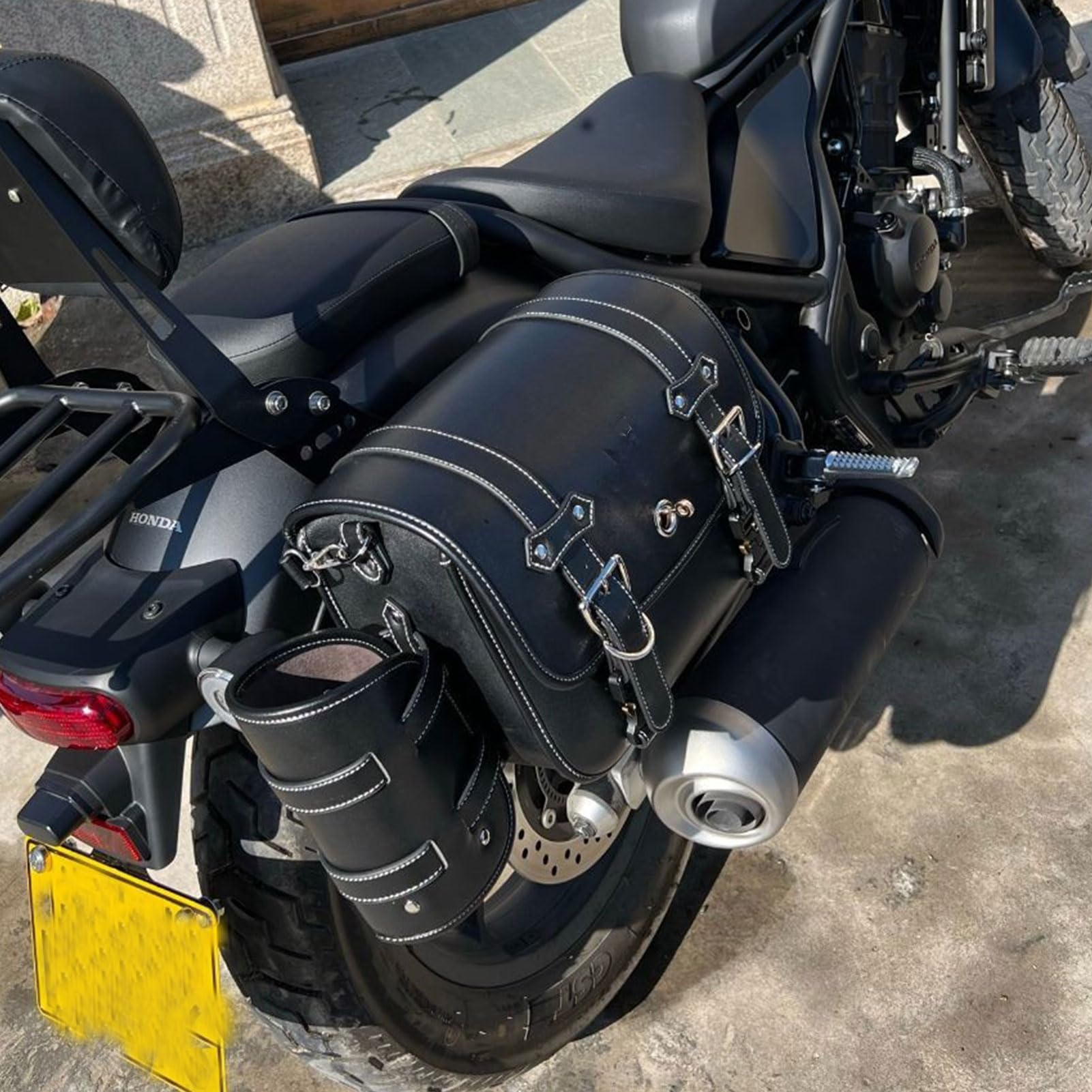 WOOGA Uniwersalne torby na siodełko motocyklowe pokrowiec na bagaż boczny walizka na zbiornik akcesoria motocyklowe wodoodporna skóra PU do Rebel CMX 250 500 300 1100 akcesoria (torba na siodło)