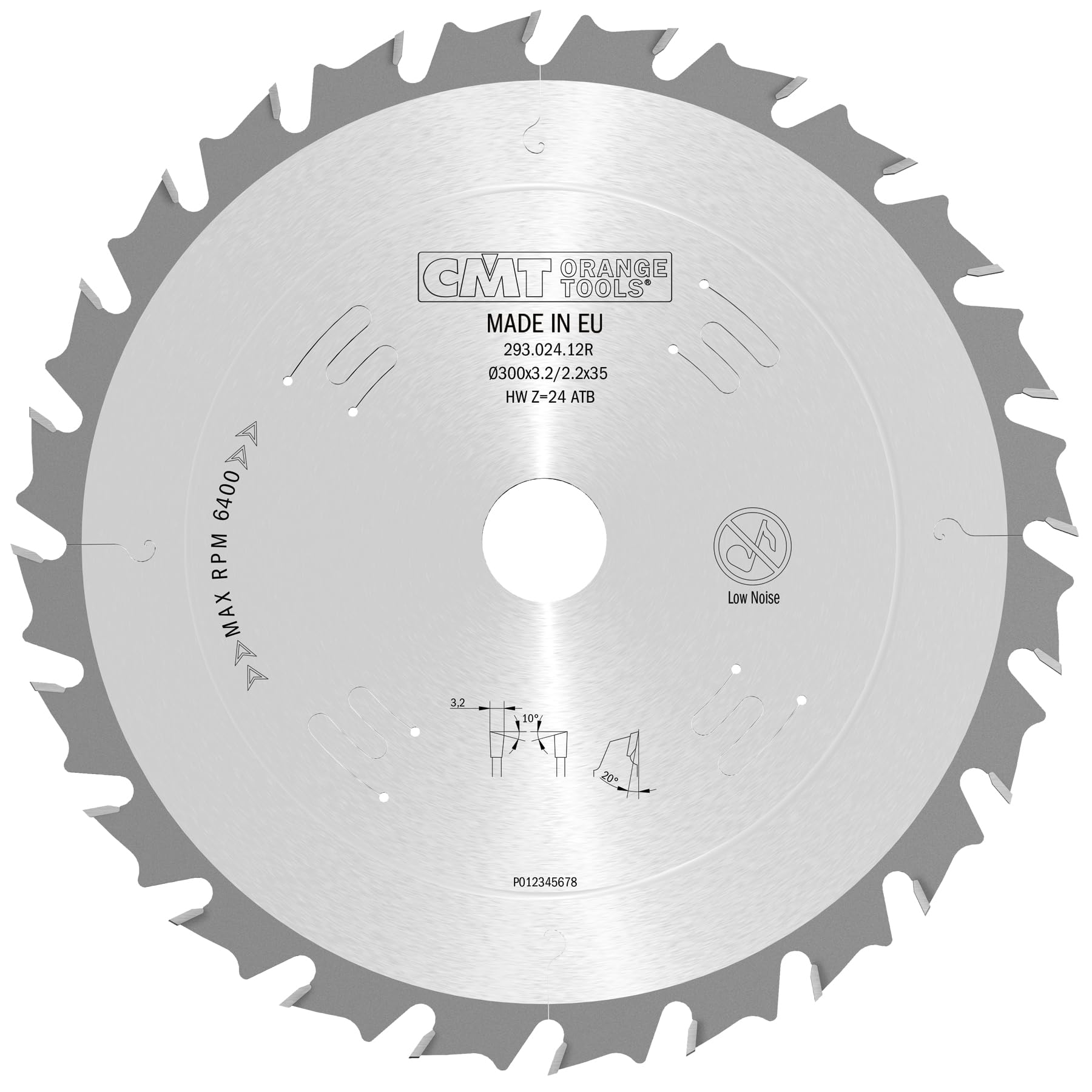 CMT ORANGE TOOLS 293.024.12R - LAMA CIRCOLARE C/LIMITATORE L/VENA HW 300x3.2/2.2x35 Z24 ATB