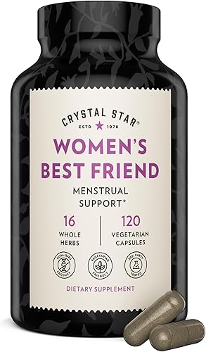Crystal Star Mejor amiga para mujeres por períodos, 120 cápsulas Calambres abdominales menstruales, hinchazón y apoyo mensual del ciclo Cápsulas