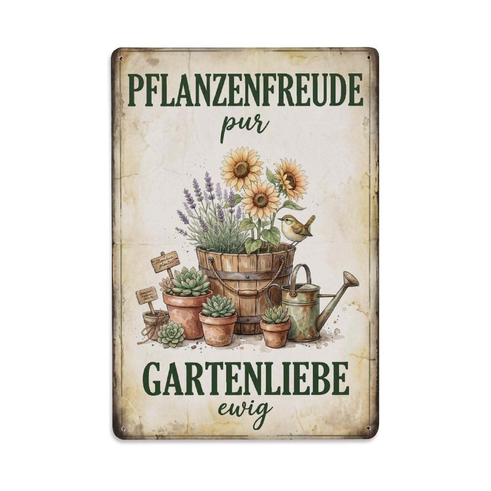 Vintage Funny Garden Plant Joy Rustic Gate Windowsill Metal Tin Sign Plaque Wall Decor for Cafe, Club Bar, Office, Garden Metal Poster 8x12Inch