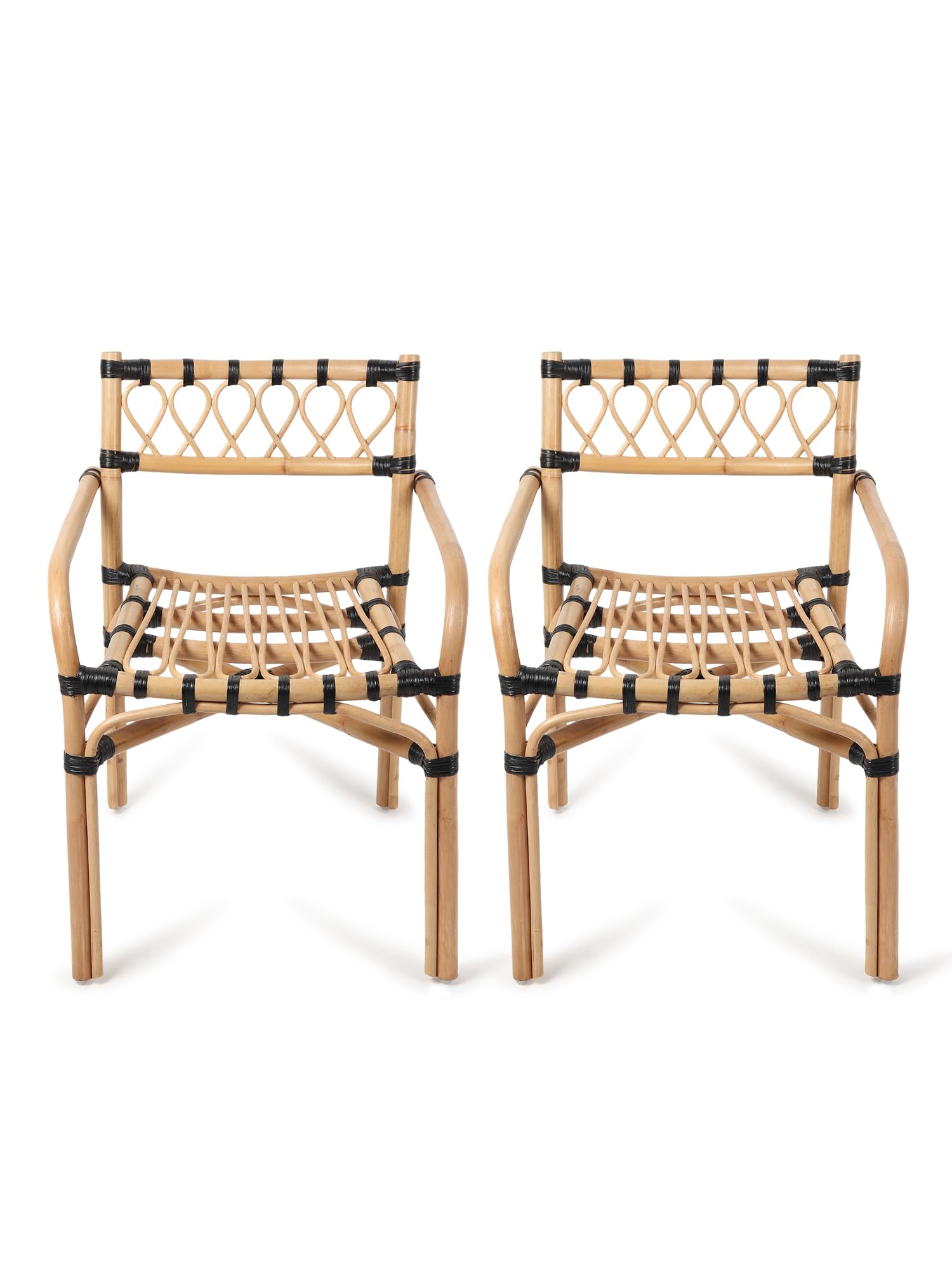 Habere India-All the Cultures Fabricating India Outdoor Furniture | Cane Furniture | Arm Chair | Wooden Chairs for Living Room | Cane Chair Set | Bamboo Chairs for Home Set of 2 - Beige-picture-14