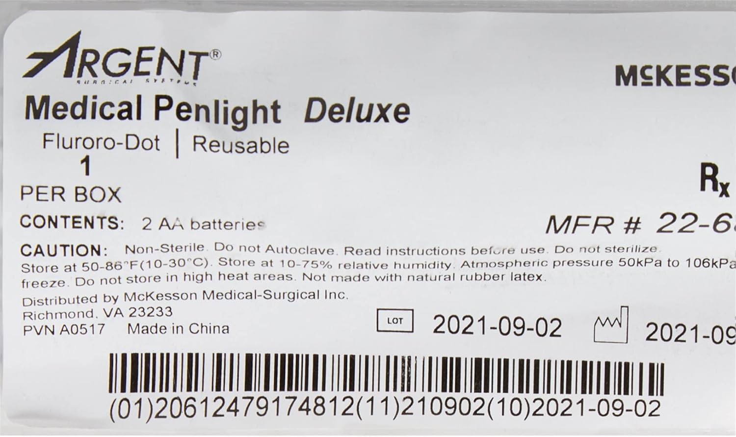 McKesson Examination Penlights, Reusable - Cobalt Blue Light, for use with Fluorescein Dye - 7 in, 1 Count, 1 Pack
