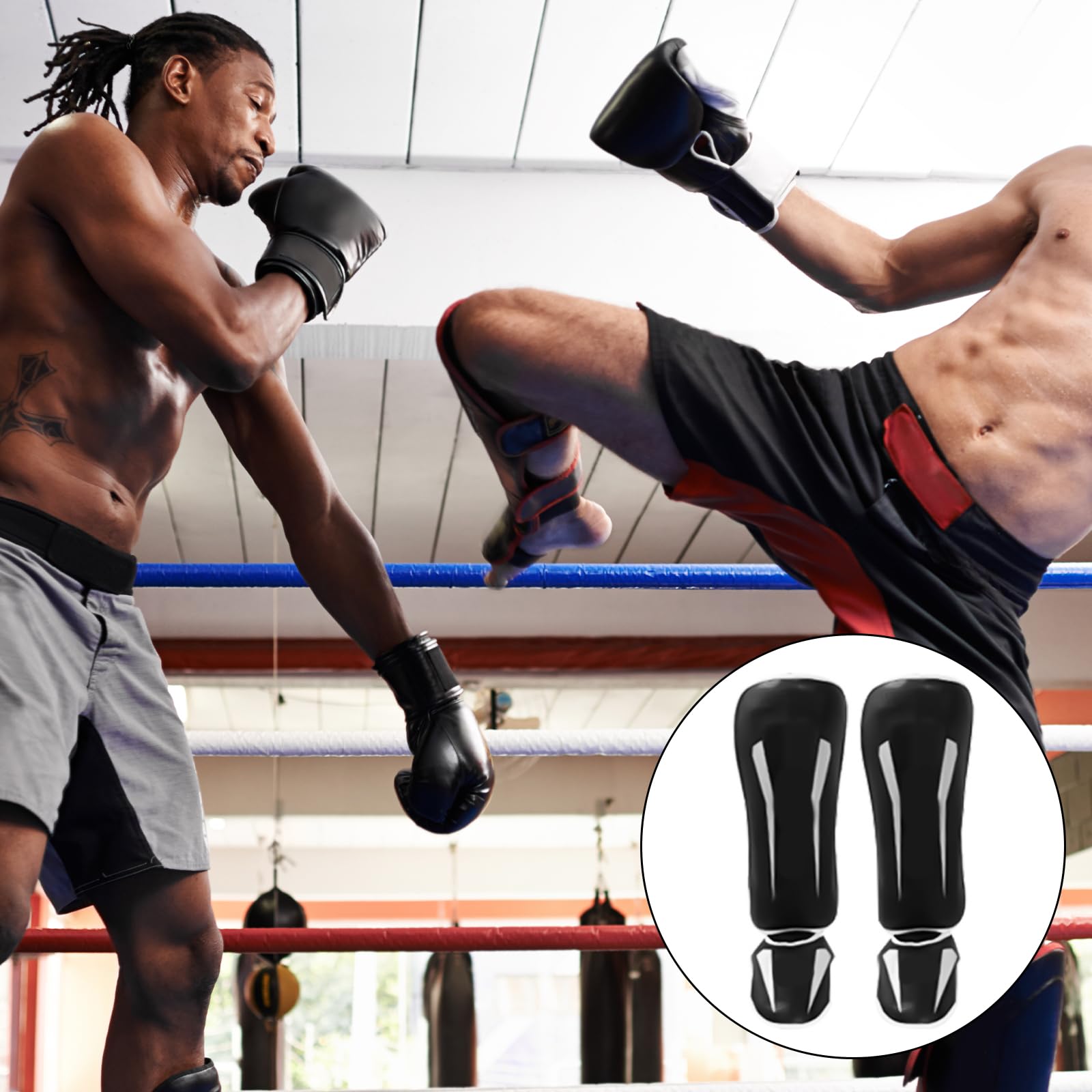 JOKOTI Shin Guards Kickboxing Muay Thai Leg Insteps Protections Pad Martial Art Kicking Sparring Training Protections Guards