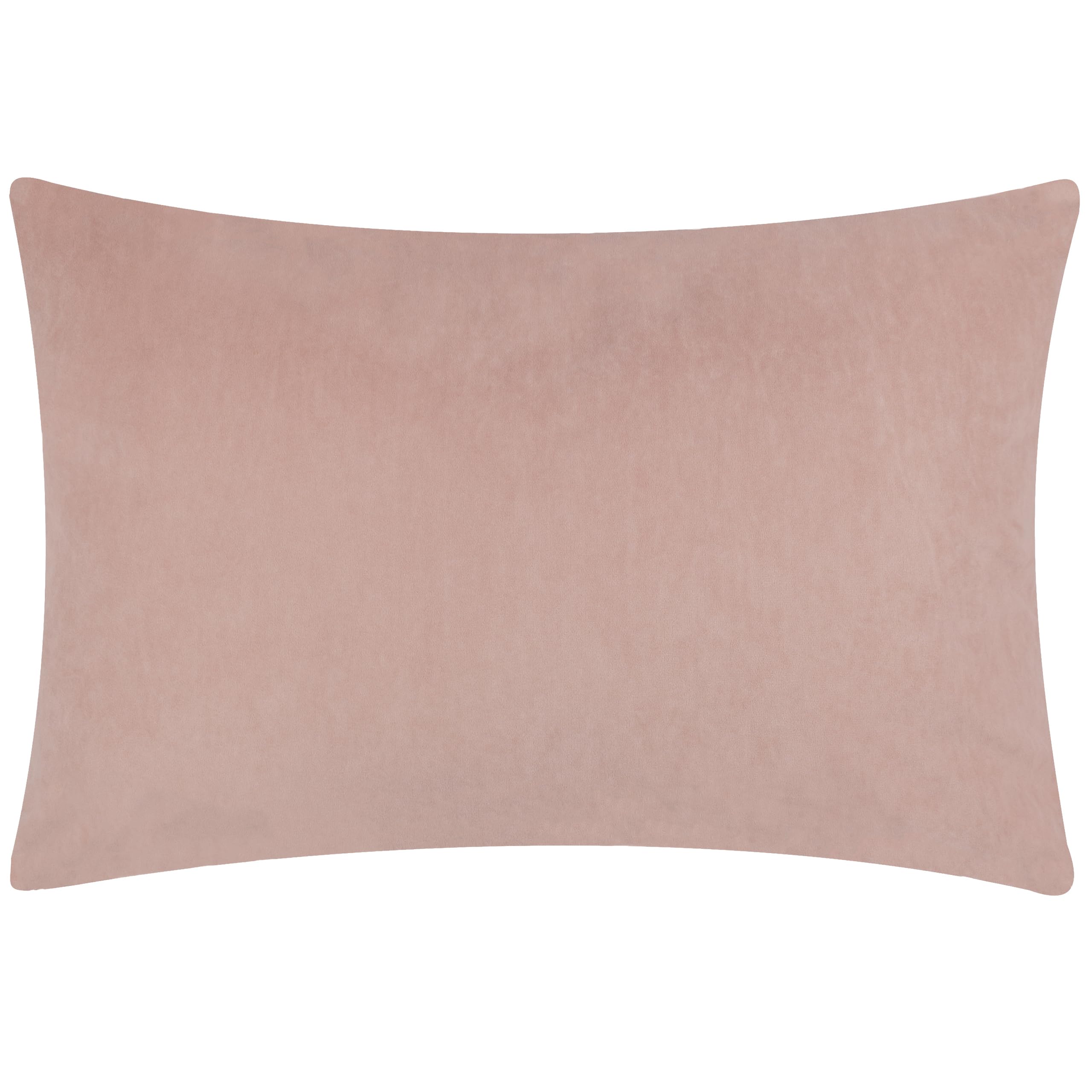 Yard Furn Darland Velvet Cushion – Soft Velvet Oblong Cushion Contrast Linen-Look Reverse Hidden Zip Feather Filled (Dusty Rose – 40 x 60 cm)