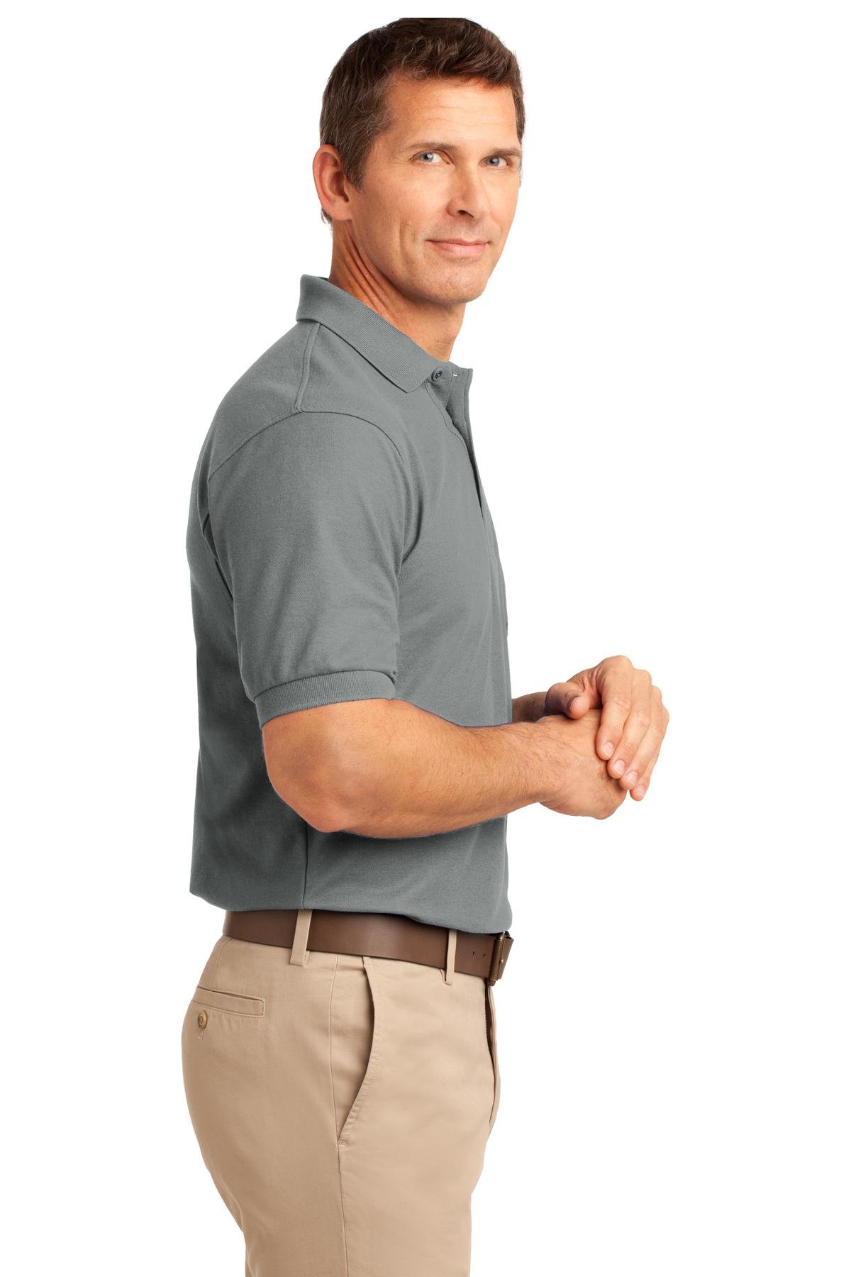 Port Authority Silk Touch Polo with Pocket, Cool Grey, Large