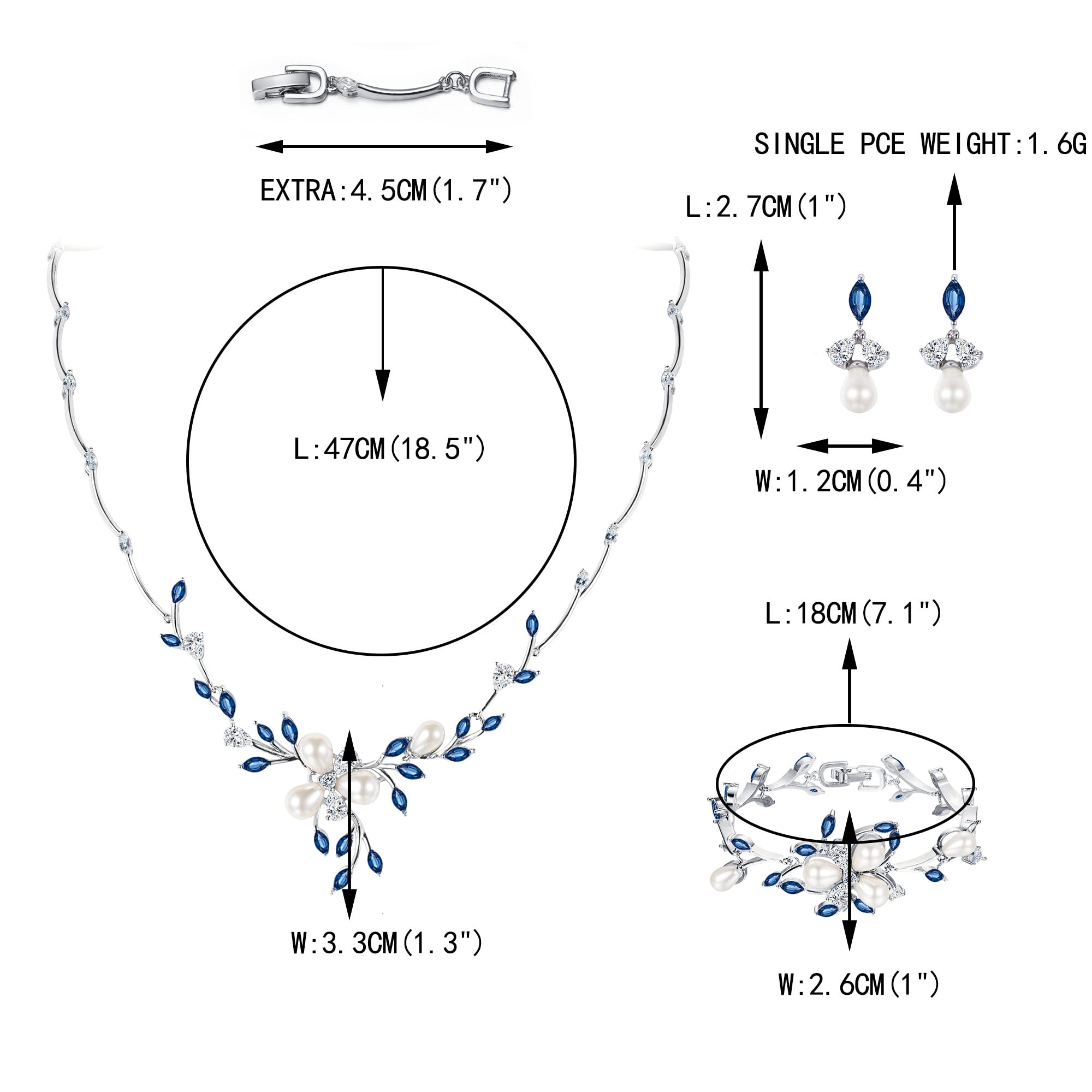 EVER FAITH Juegos de Joyas para Mujer Zirconia Cúbica Perla Simulada Collares Pendientes Pulsera Conjunto