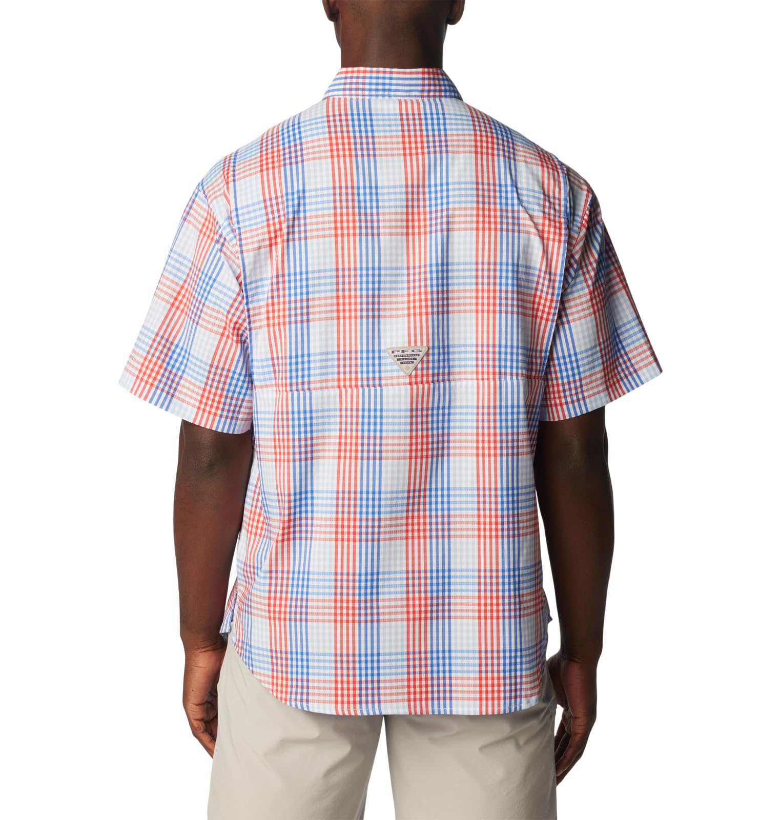 Columbia Camicia a Maniche Corte Super Tamiami Maglietta da Escursionismo, Blu vivido, a Quadretti, S Uomo