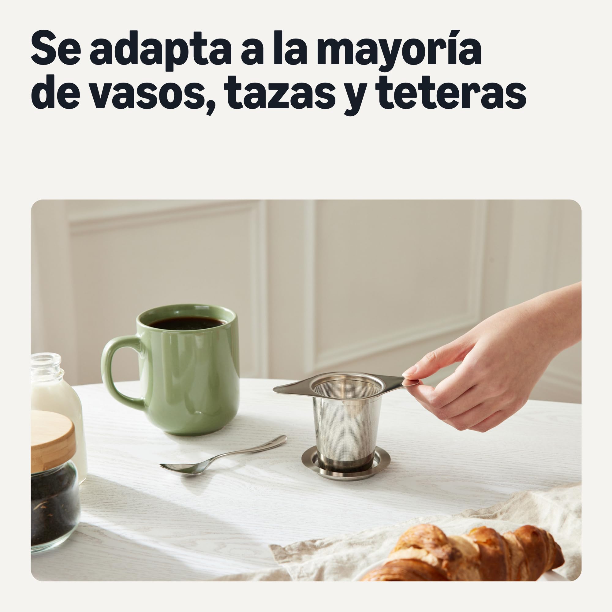 Amazon Basics Infusor de Té para Hojas Sueltas con Tapa, Juego de 2 Piezas, Acero Inoxidable, Resistente a la Oxidación y Apto para Lavavajillas