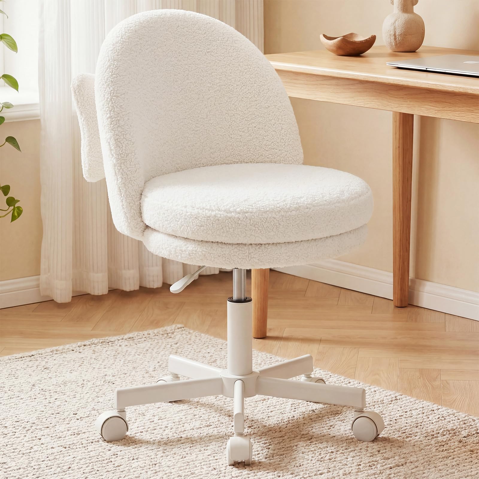Photo 1 of *** MISSING PARTS -SELLING AS IS *** GTPLAYER Velvet Tall Office Chair with Wheels Vanity Chairs with Back, Versatile Height Use: Office to Bar Stools Small Ergonomic Comfy Armlees Computer Desk Chair with Bow Lumbar Pillow for Gift