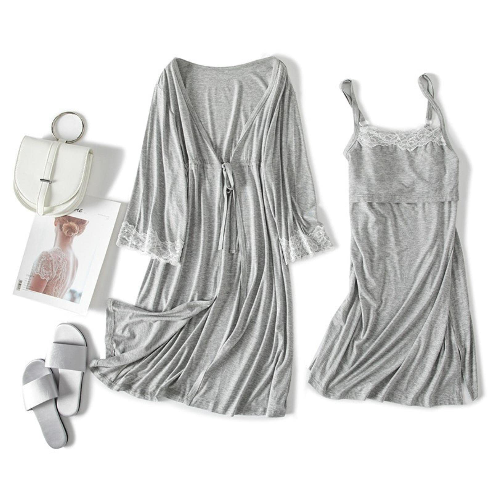 Femme Enceinte vêtements de Nuit Allaitement Grossesse Pyjamas Fronde Allaitement Chemise de Nuit maternité Travail Robe + Robe Accouchement