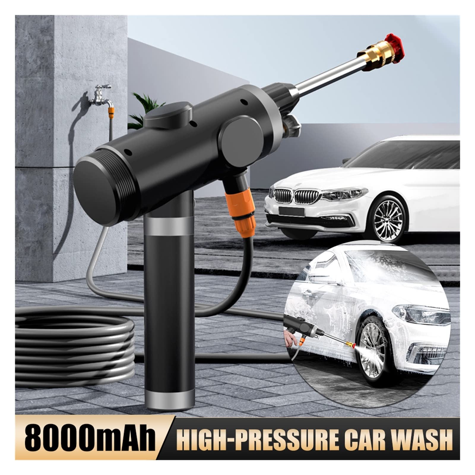 Pistola a spruzzo, Autolavaggio ad alta pressione wireless da 120 W 25 MPa Pulitore for auto portatile Pistola for lavaggio ricaricabile for acqua spray for la pulizia(Wired)