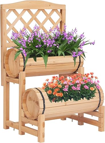 Kinsuite Maceta de madera rústica elevada con enrejado para decoración del hogar, patio, espacio libre