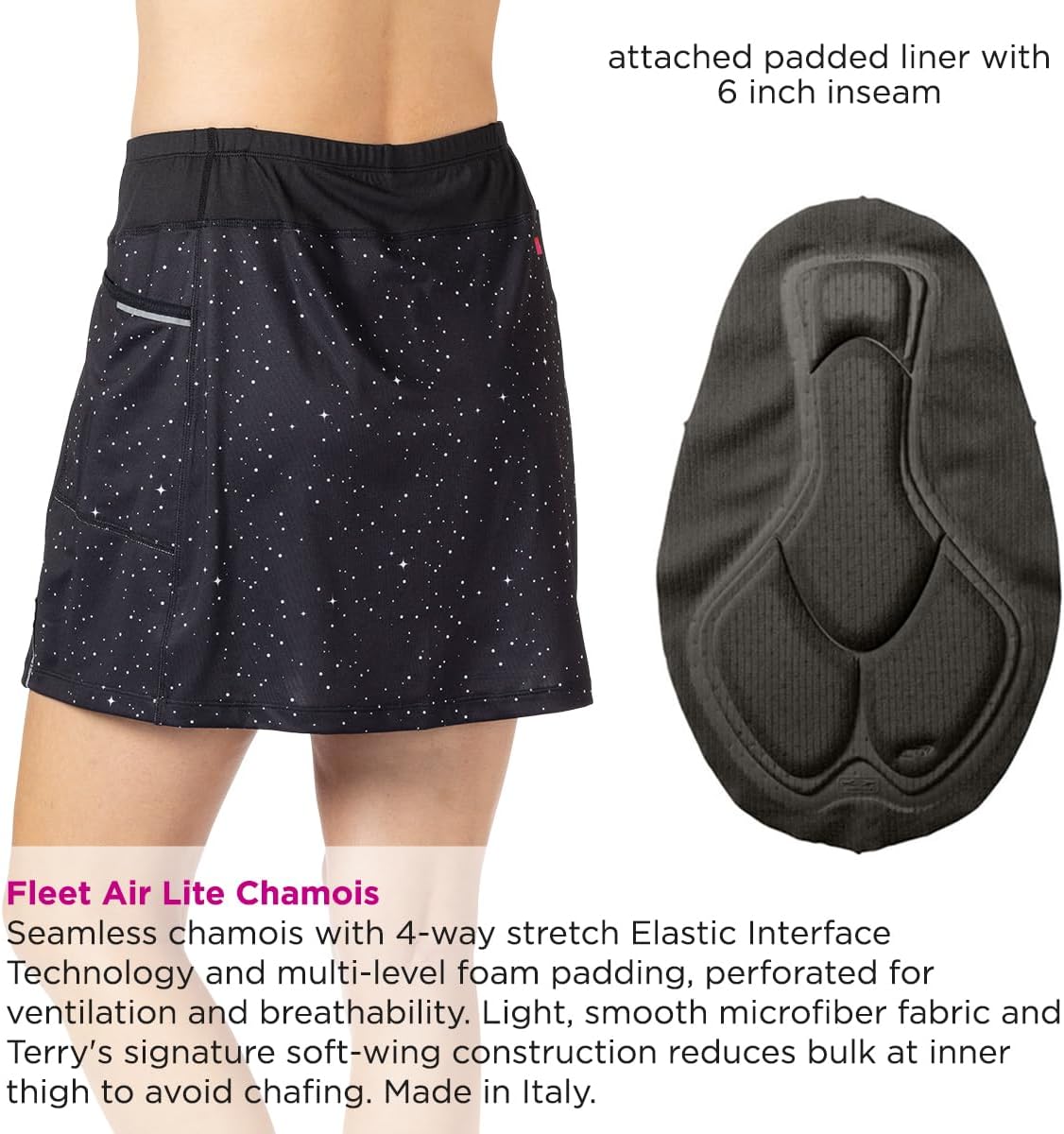 Terry Trixie Bike Skort for Women - All-in-one Cycling Skirt with Attached Padded Liner