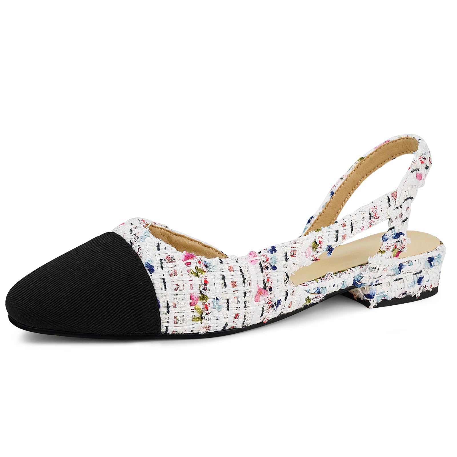 MICIFA slingback flats for women, Round Toe Low heel Sandals Fashion Splicing Dress Shoes for Women