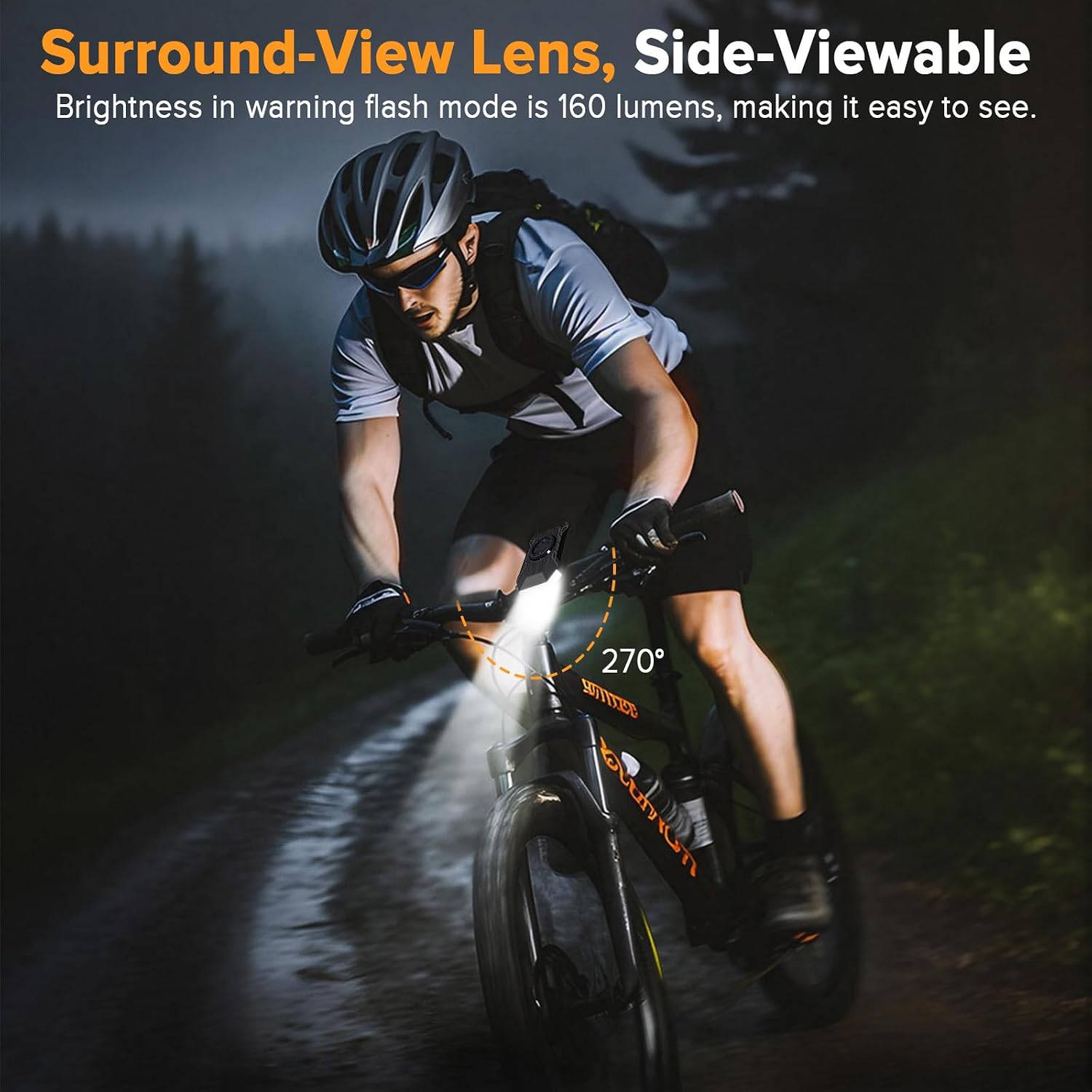 CL350 Bike Front Light for Night Daytime Riding, 4 Modes 4000mAh USB Rechargeable Bike Headlight, Auto On/Off, IPX4 Waterproof 220° Wide Beam Warning Lamp, Compatible with GoPro Mount & Cycling