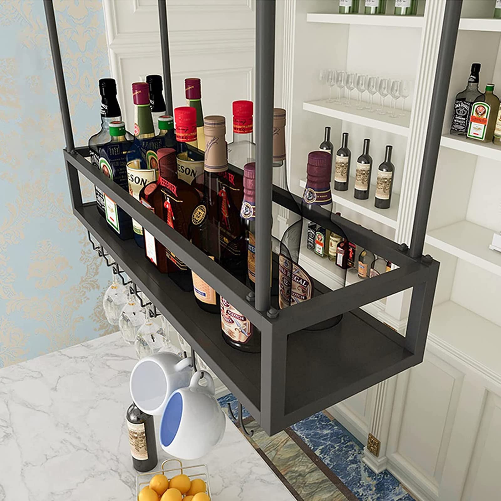 ワインラック 高さ調整可能 ステンレス製 Amazon｜2層工業用天井ワインラック、高さ調節可能、金属製