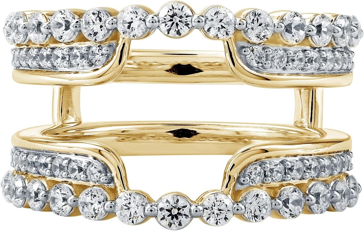 Enhancer Guard Ring, 1.23 Cttw Round Cut Lab Created Diamond Wrap Ring in 10K Gold, Women's Engagement Ring, Wedding Ring, Yellow, MNO-R16805-123