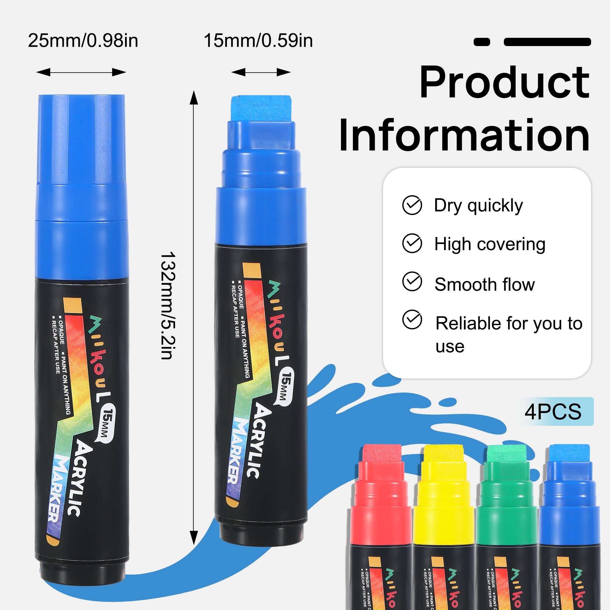 Amazon.com: miikoul 4 Colors Jumbo Graffiti Markers, Large 15mm