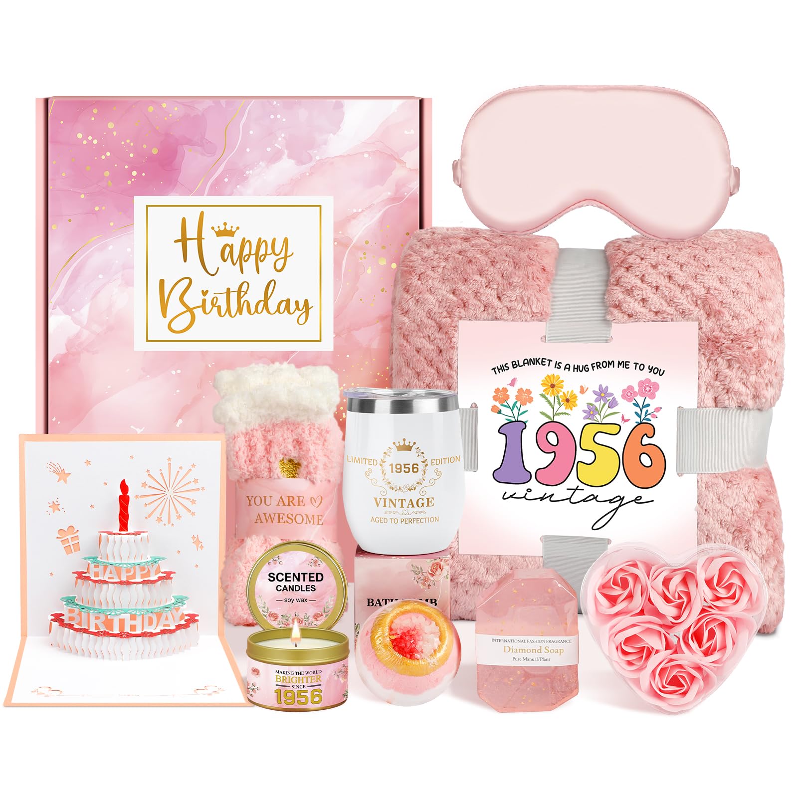70th Geburtstagsgeschenke für Frauen, Pflege-Paket Relaxing Spa Kit mit Tumbler Decke