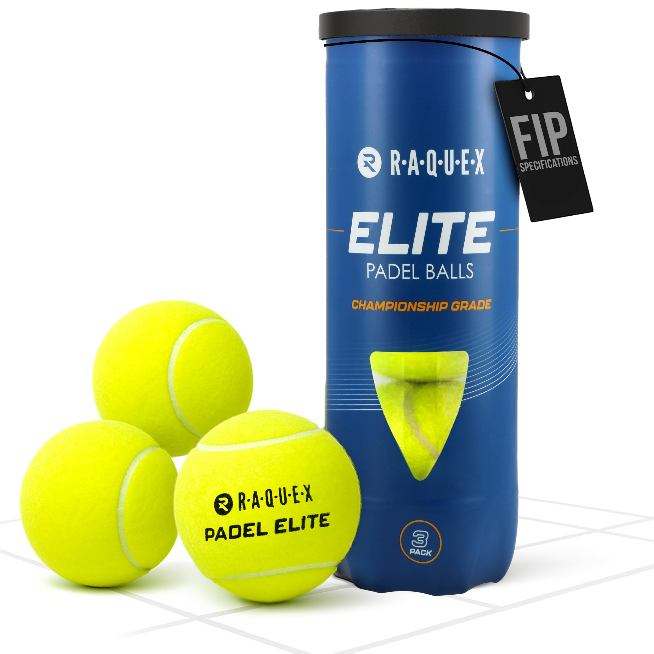 RaquexElite Padel Balls – 3, 6, 9 or 120 Balls - Two Pressure/Speed Options - For All Court Surfaces - FIP Specification