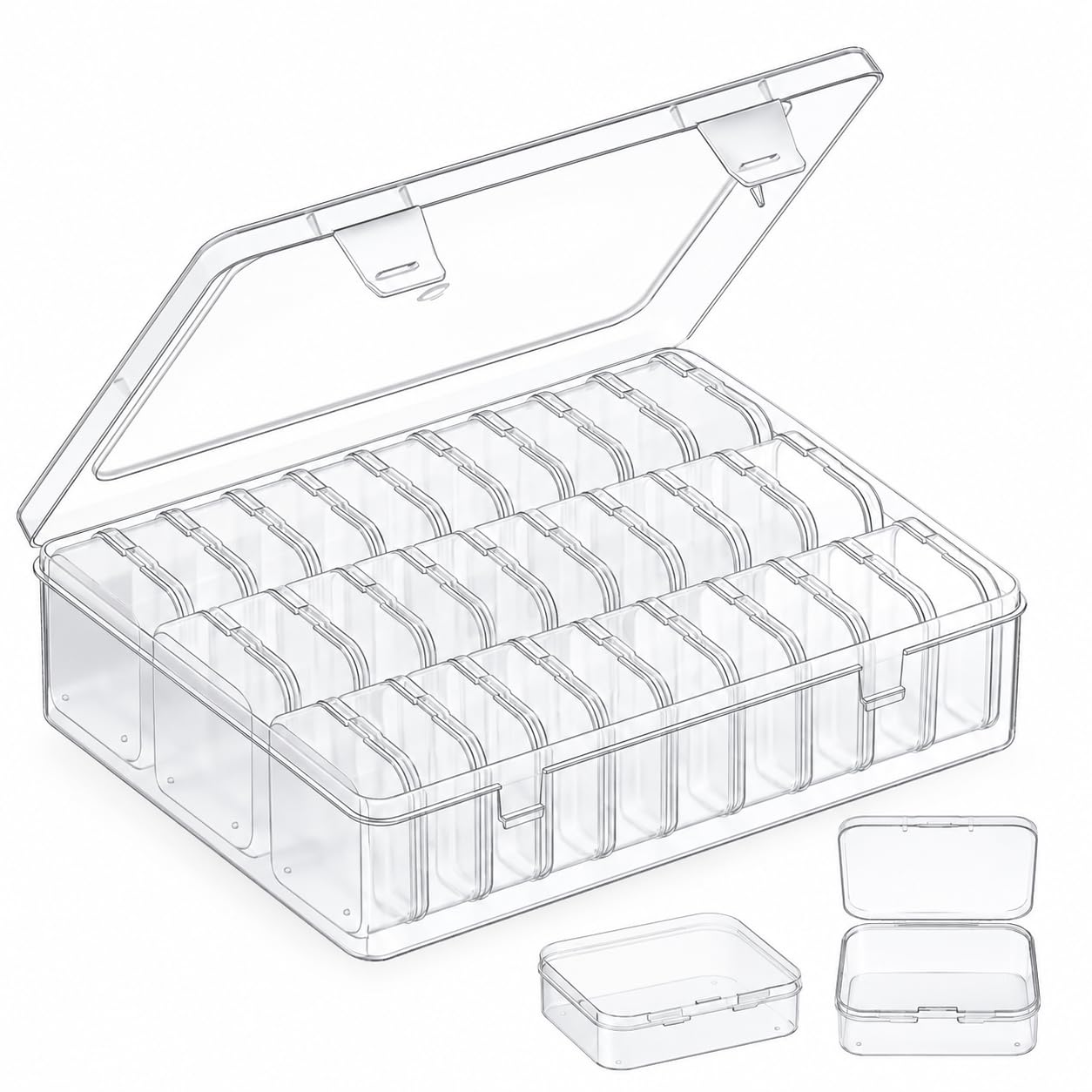Transparent Jewellery Storage Box | 30 Grid Clear Plastic Organizer Case with Adjustable Compartments for Jewelry, Beads, Craft Supplies, Seeds, Screws & Small Accessories-image-38