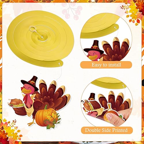 Miniatura 6 de Juego de decoraciones de fiesta de Acción de Gracias, pancarta de Acción de Gracias, telón de fondo de hojas de arce de otoño, globos colgantes,