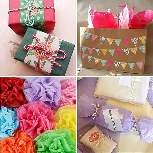 Miniatura 6 de Papel de seda para bolsas de regalo, 150 hojas de 30 colores surtidos a granel para envoltura de regalos, papel de seda artístico de 20 x 26