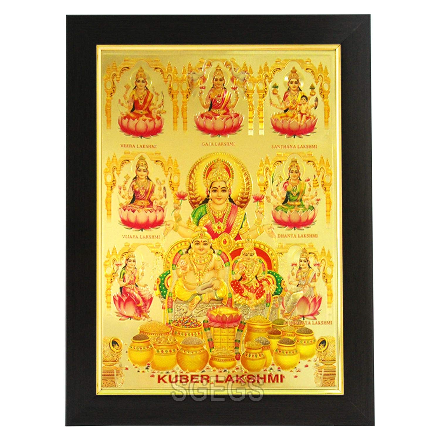 SHREE GANESH ENTERPRISE GIFTING SOLUTIONS Wood Kuber And Laxmi Photo Frame (Multi-Coloured26 X 1 X 35 Cm)