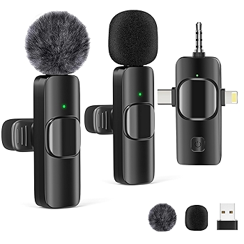 Gicorino 无线领夹麦克风 适用于iPhone & iPad 视频录制 低延迟降噪麦克风