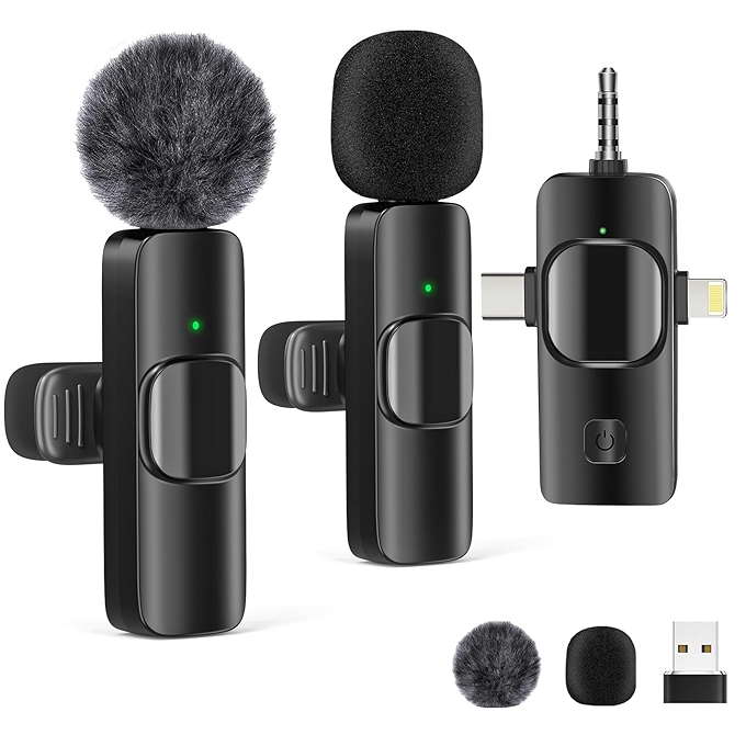 Gicorino 无线领夹麦克风 适用于iPhone & iPad 视频录制 低延迟降噪麦克风