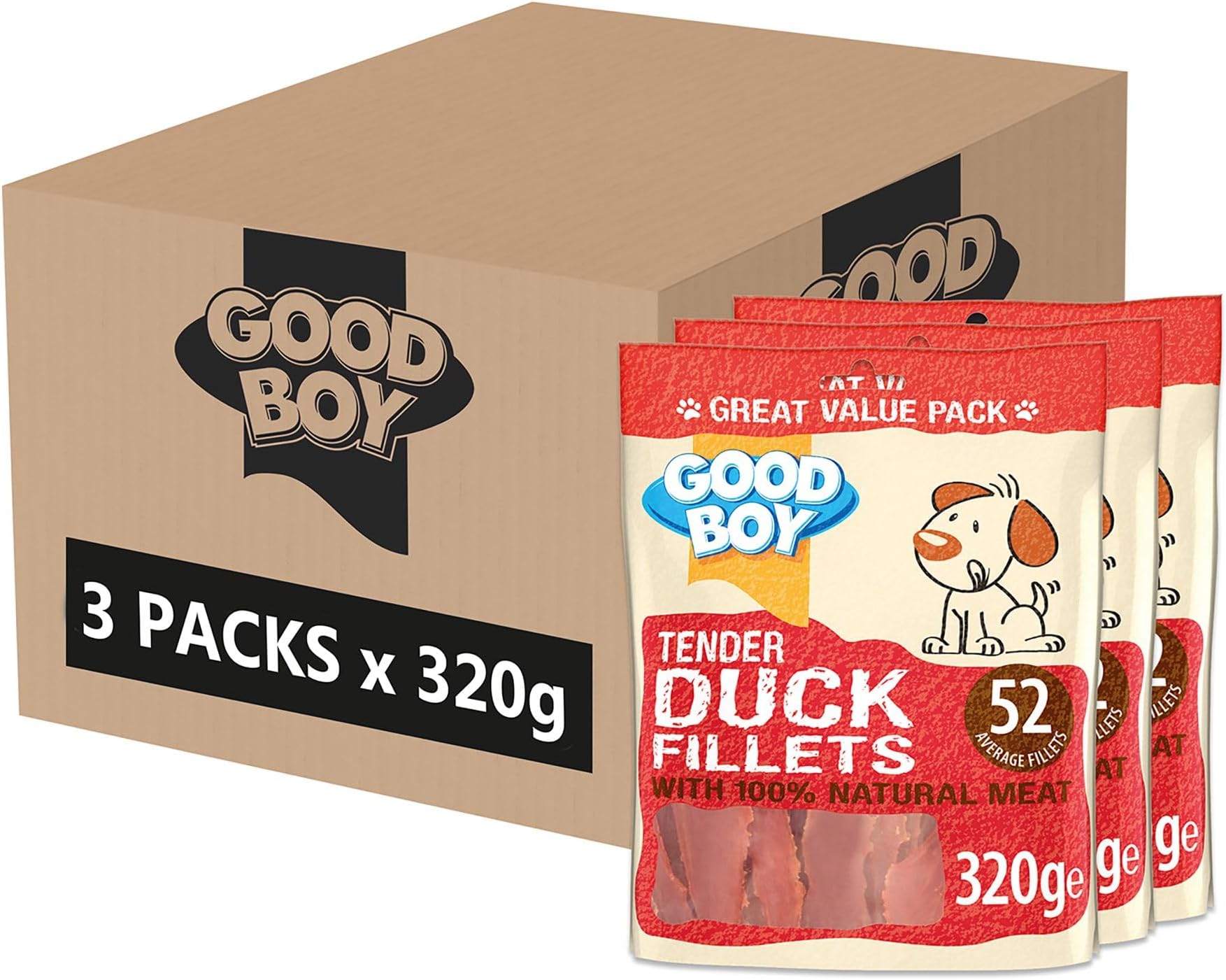 Tender Duck Fillets - Dog Treats - Made With 100% Natural Duck Breast Meat - 320 Grams - Low Fat Dog Treats, 320 g (Pack of 3)