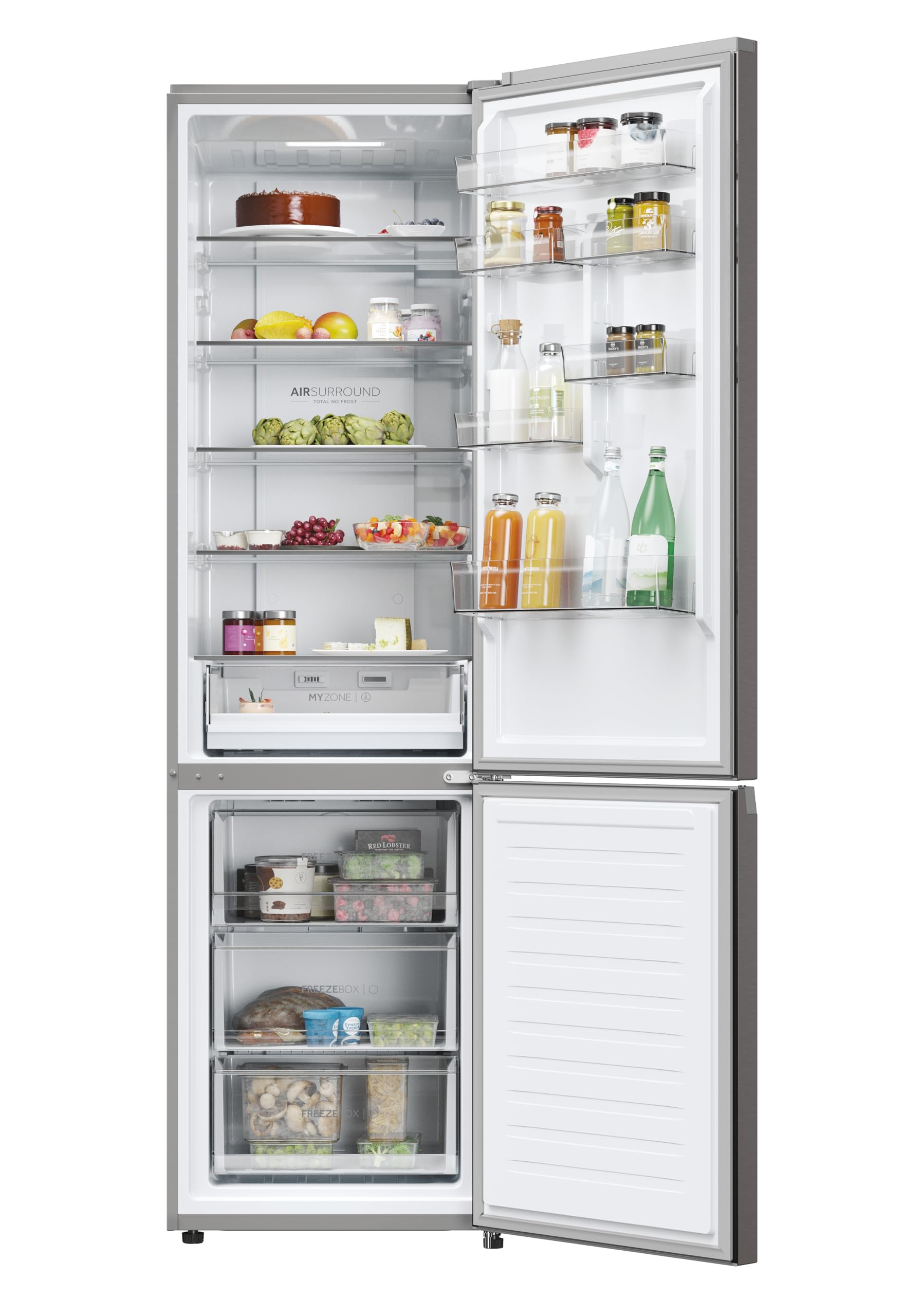 Haier 2D 60 Series 3 Pro HDPW3620CNPD - Frigorífico Combi, Funciones inteligentes, Conexión WIFI, Motor Inverter, Cajón My Zone Pro, Total No Frost, Ancho 60cm, 406L, Iluminación LED, Dark Inox