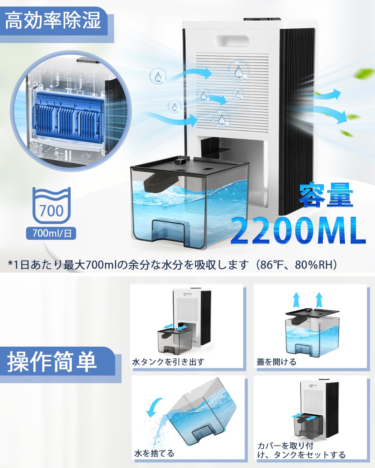 Amazon | Herarimi 除湿機 小型 除湿器 大容量2.5L【除湿機