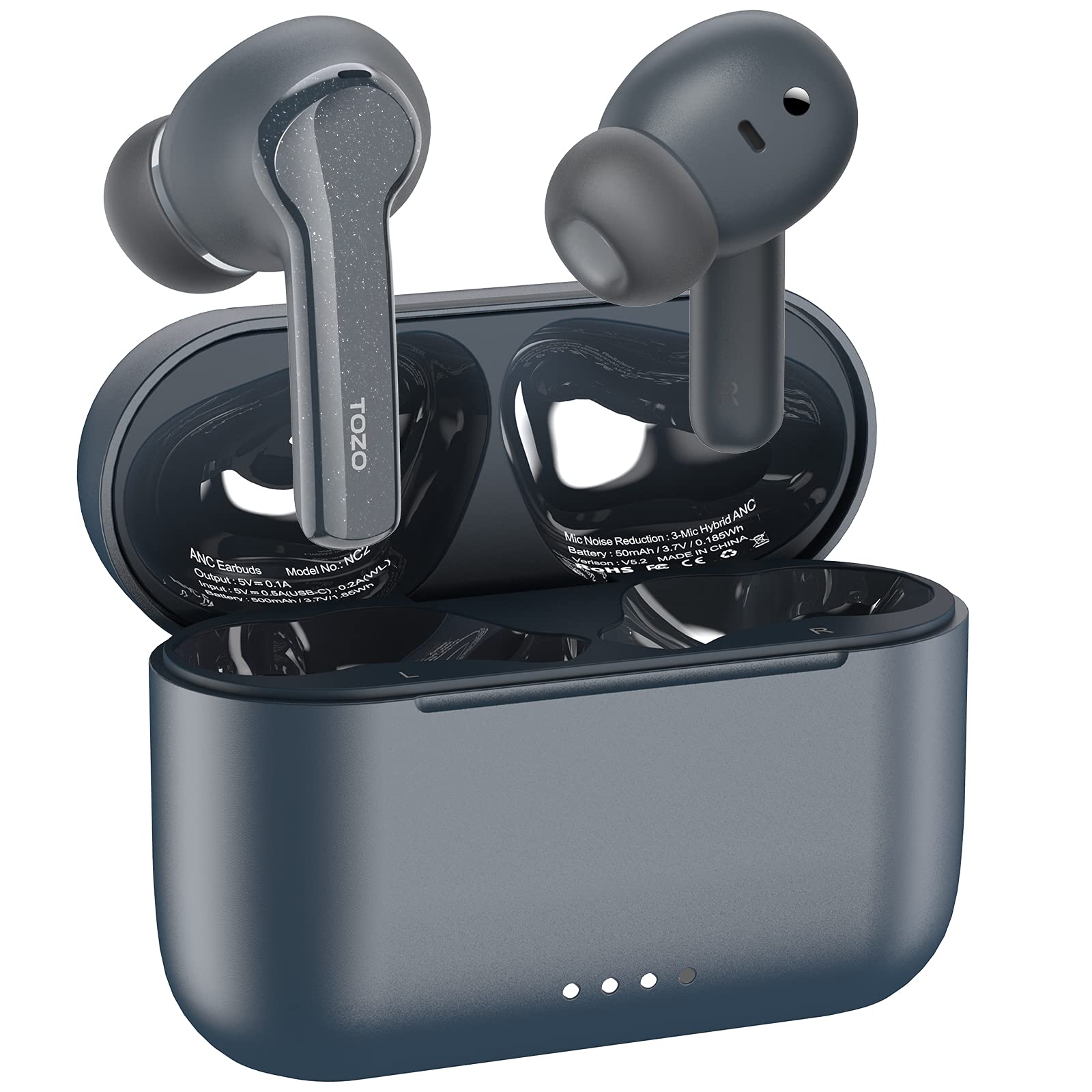 TOZO NC2 Ecouteurs Bluetooth sans Fil, Casque Bluetooth sans Fil avec Active Hybride à Multi-Mode, Mode Transparence, Graves Musclés, 42H Autonomie, Casque Audio Immersif Premium Deep Bass, Bleu