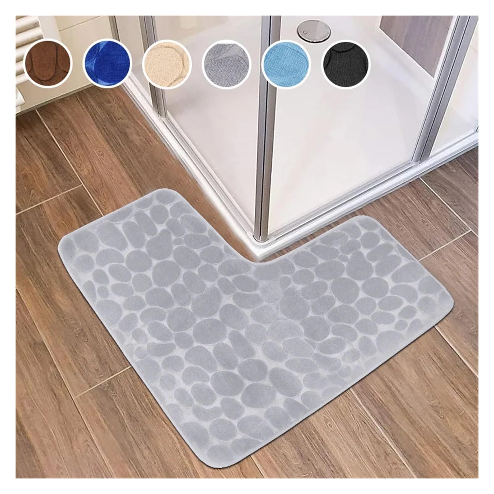 Tappeto Da Bagno A Forma Di L Tappetini da bagno a forma di L, in cotone, tinta unita, assorbenti, antiscivolo, for la decorazione della casa(Gray 2)