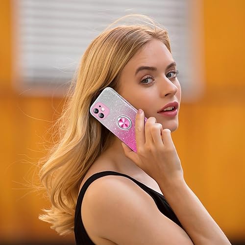 Miniatura 6 de Funda para iPhone 11 con soporte magnético, purpurina brillante, para niñas y mujeres, funda de TPU y funda protectora de policarbonato duro de 6.1