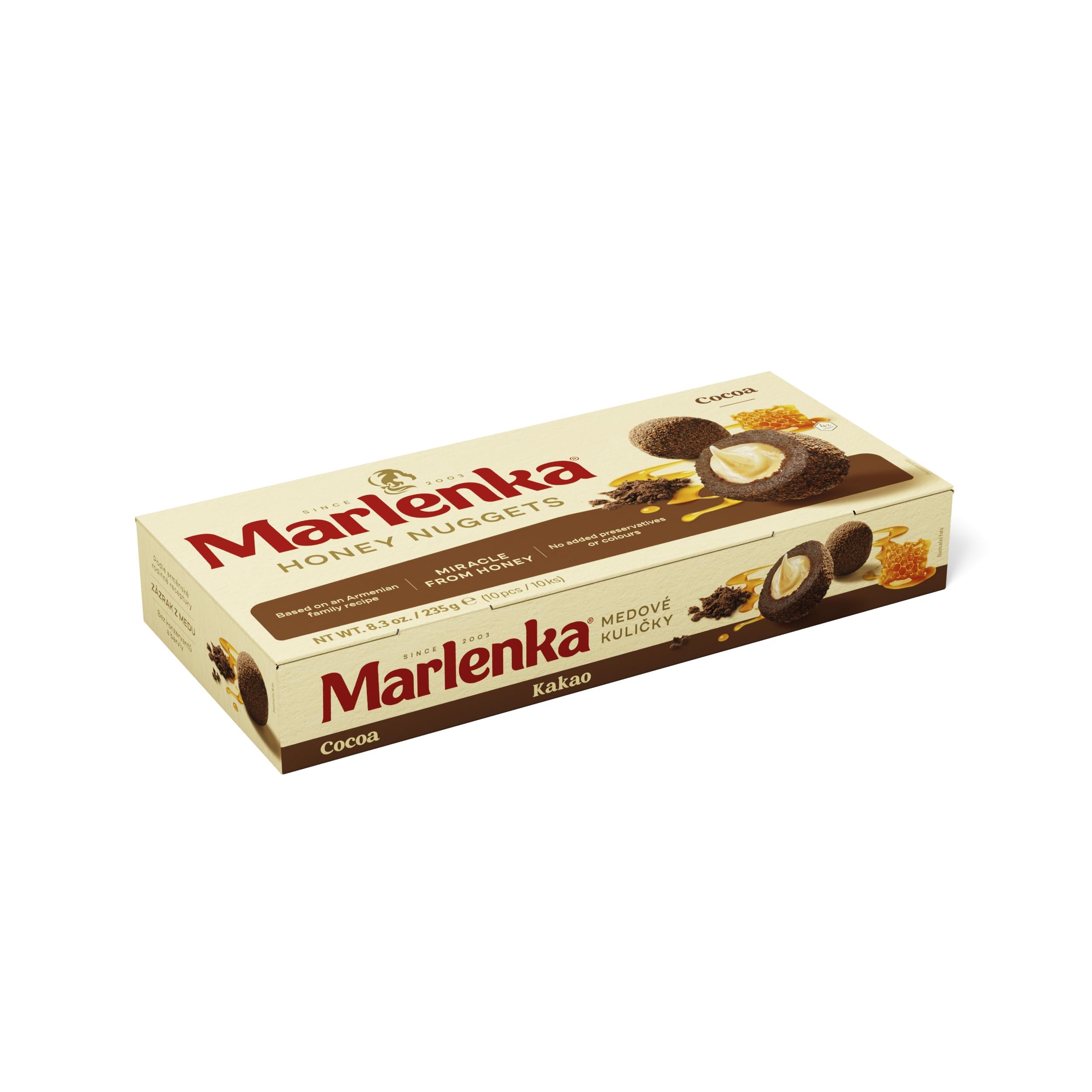 Marlenka Honigkugeln 3 + 1 Pack Mix | Delicious Honey Nuggets | Gebäckkugeln mit Honig | 4 x 10 Bälle | 4 x 235g | Süßigkeiten Großpackungen | Süssigkeiten schmecken ähnlich wie Marlenka Kuchen