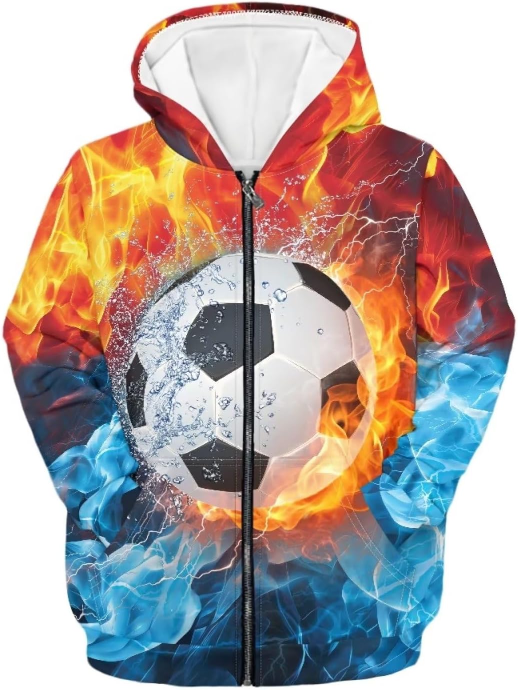 Biyejit Kids Novelty 3D Graphic Printed Hooded Sweatshirt Boys Girls Zip Up Hoodies Age 6-16 Years