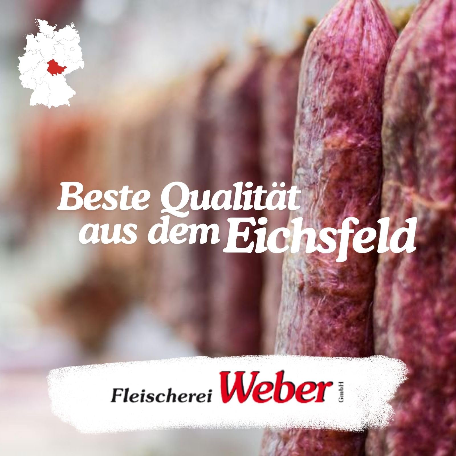Original Eichsfelder Feldgieker I Fleischerei Weber I Regionale Spezialität I Schlachtwarm verarbeitet I Eigene Schlachtung I Naturgewürze I Luftgetrocknet I ca. 3 Monate gereift (1200g)