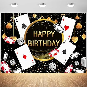 8x6ft Casino Birthday Backdrop Las Vegas Casino Night Happy Birthday Photography Background Casino Theme Birthday Party Decoration Supplies Photo Booth Props