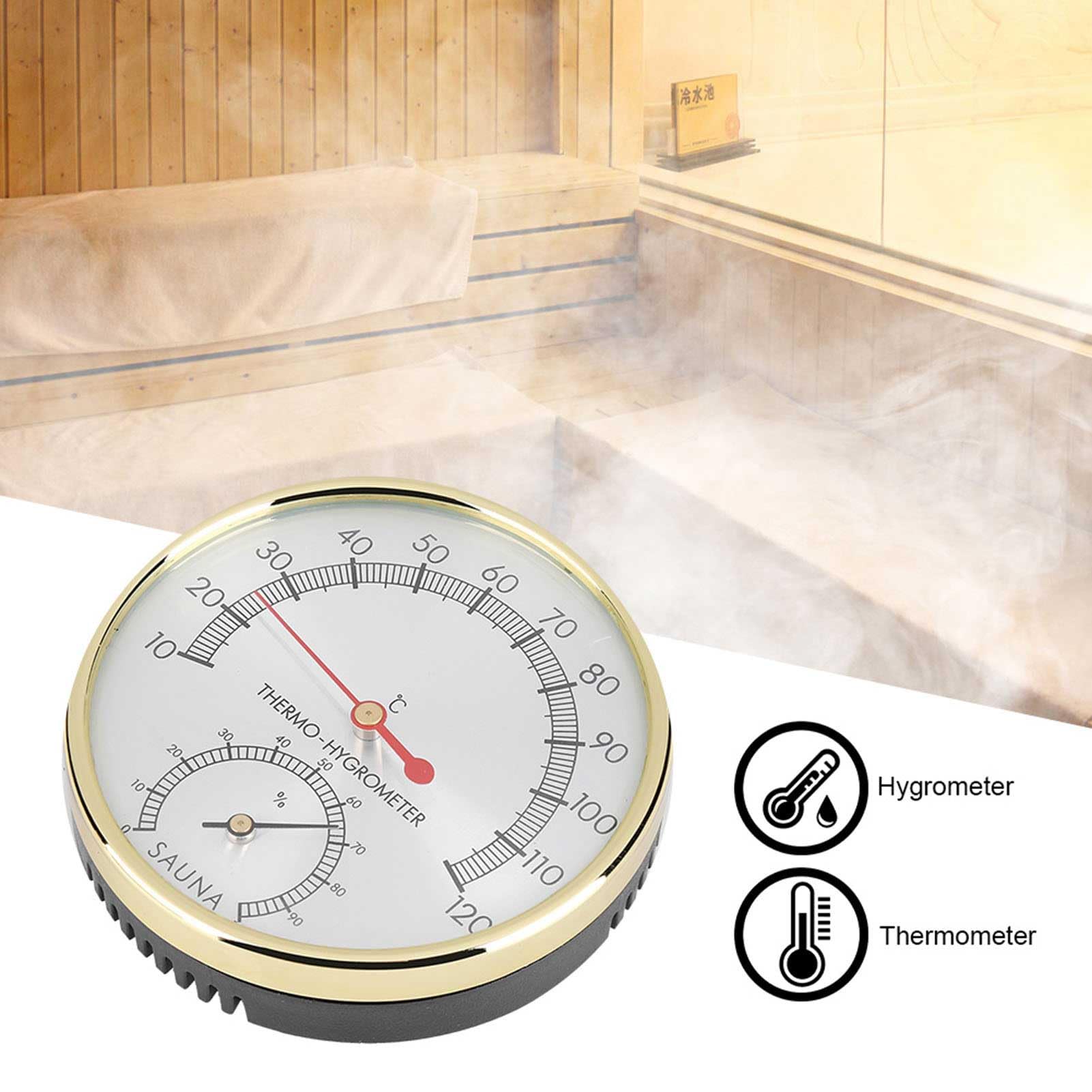 FTVOGUE 2 in 1 Sauna Igrothermograph Indoor Termometro Igrometro Hygro-Thermometer Accessorio per Sauna Room per abitazioni Uffici Officine