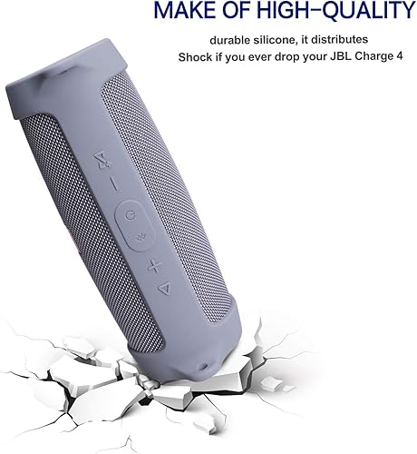 Miniatura 5 de LTGEM Funda de silicona para altavoz JBL Charge 4, funda protectora de viaje de gel suave, bolsa de goma impermeable con correa para el hombro (azul)