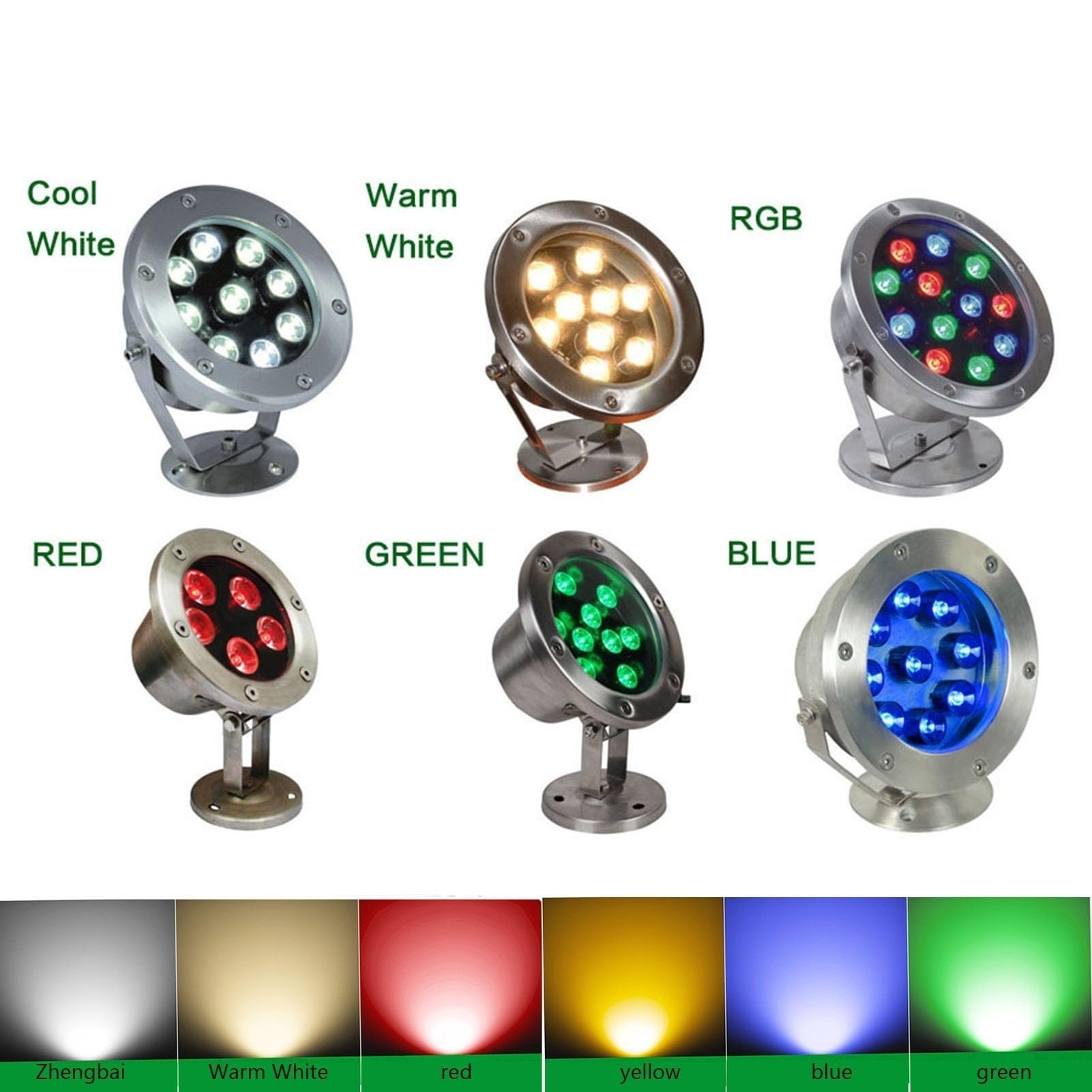 LED Unterwasserleuchte IP68 304 Edelstahl DC24V RGB Wasserstrahler Teichbeleuchtung Brunnenleuchte Garten Springbrunnen Lampe Drehbar 180°/360°